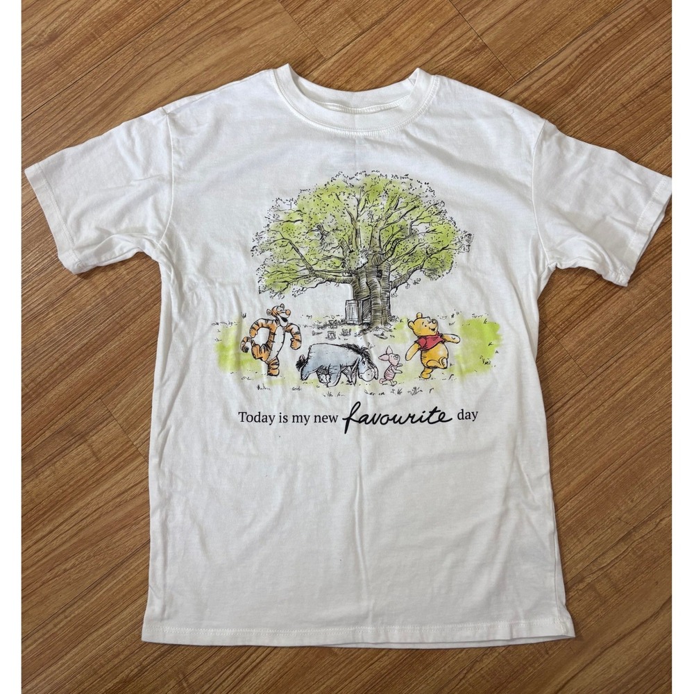 Disney‎ Winnie the Pooh & Friends Graphic T-Shirt Winter White XXS Favorite Day